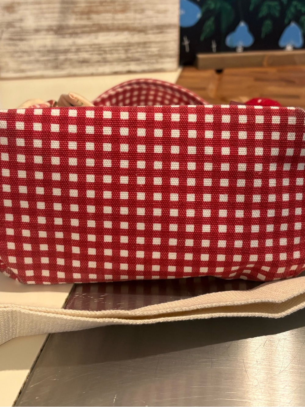 Madden girl  Red Gingham Strawberry Accent Mini Satchel - Picture 6 of 11